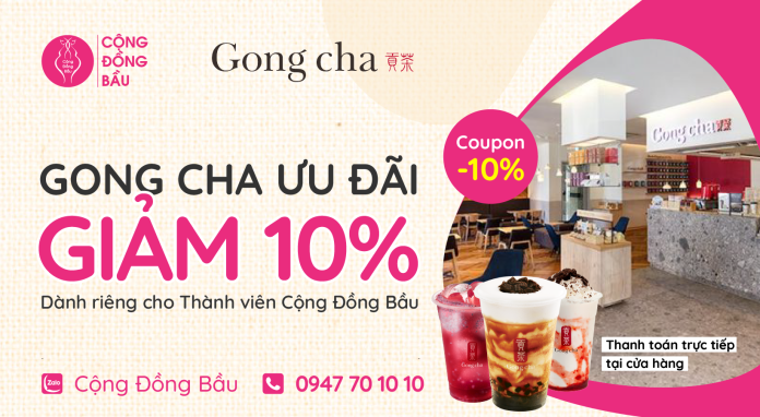 [Ưu đãi] Tặng mã GIẢM 10% trên tổng hóa đơn thanh toán tại Gong Cha